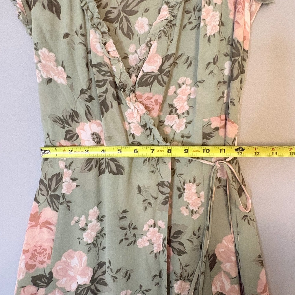 Reformation Gwenyth Midi Wrap Dress Athena Romantic Floral Print Green Pink Med - Picture 13 of 14